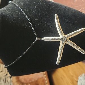 NWOT JK NY HSN Black crystal  multi station beaded Starfish Necklace